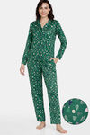 Zivame Candles & Carols Knit Poly Pyjama Set - Green Jacket — thumbnail 1